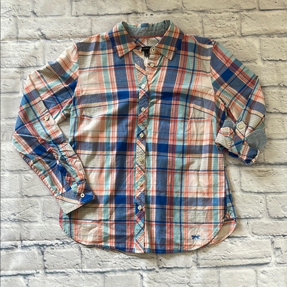 Talbots Blue and Pink Plaid Button Down Shirt - Picture 1 of 9